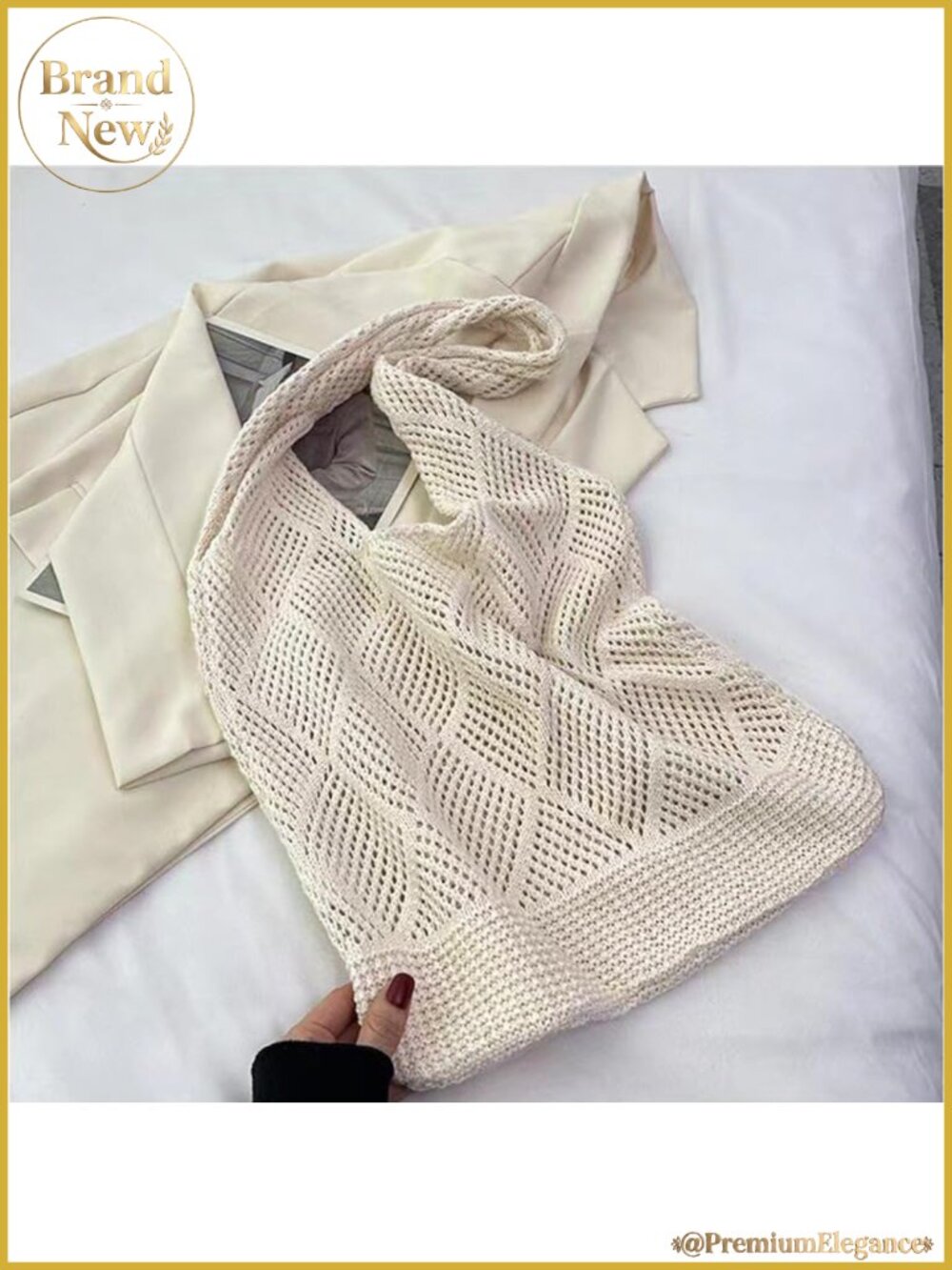 Vintage Knitted Hobo Bag Retro Large Shoulder Tote Cable Knit - Picture 6 of 6